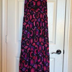 NY Collection Black Dress with Pink & Purple Accents